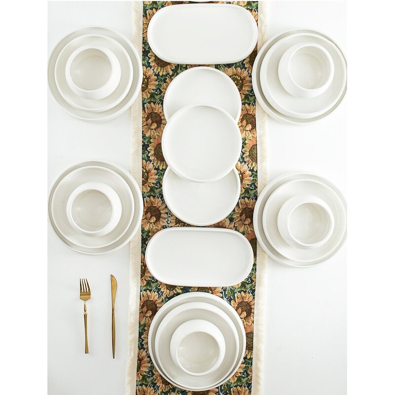 Porcelain Dinner Set Manufacturer - Top Quality White Glazed Ceramic Dessert Dishes Soup Bowls Home