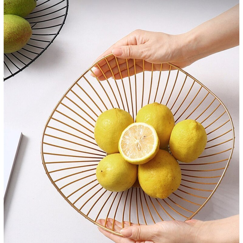 Metal Fruit Bowl Manufacturer - Creative Golden Hollow Stainless Steel Home Decoration Dry Fruit Candy