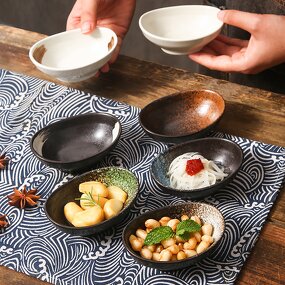 Ceramic Snack Dish Manufacturer - Retro Japanese Double Vintage Exquisite Small Taste Seasoning Sauce Serving Bowl