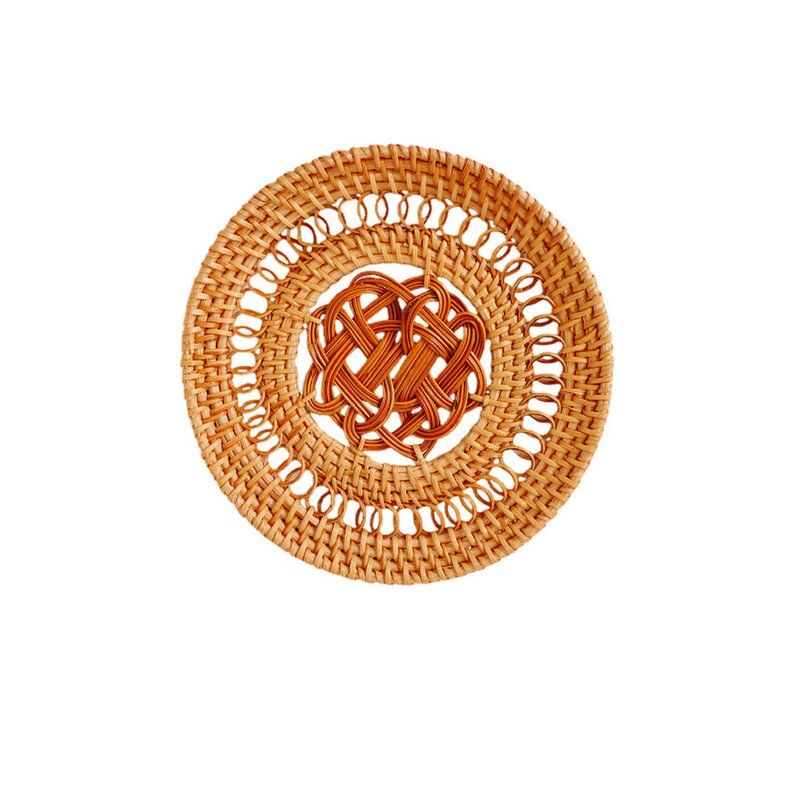 Placemat Manufacturer - Handmade Heat Resistant Round Braided Hollow Out Woven Rattan for Dining