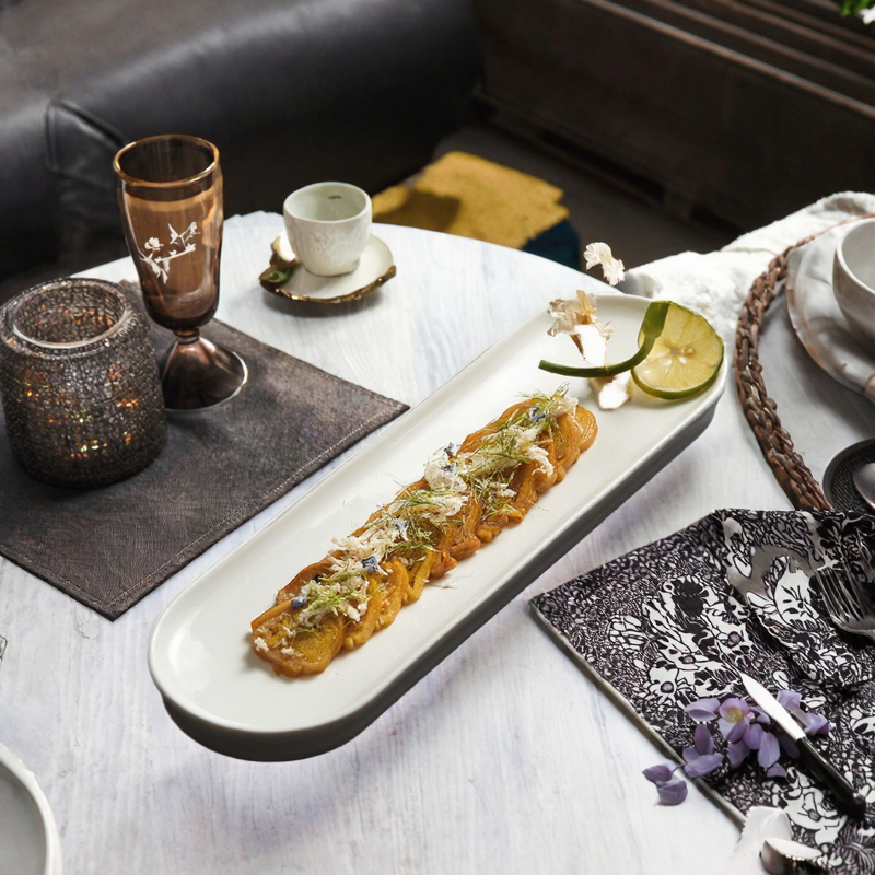 Ceramic Sushi Plate Manufacturer - Rectangle Eco-Friendly Dish Serving Tray Show Platter for Restaurant Dinnerware