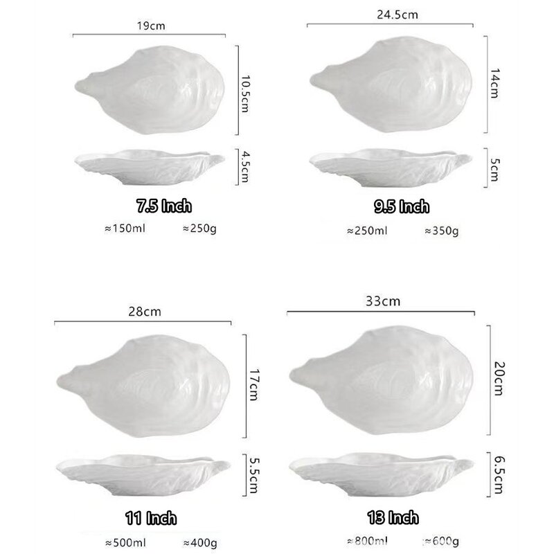Ceramic Plate Manufacturer - Pure White Irregular Oysters Shape for Salad Fruit Seafood Sushi Sashimi