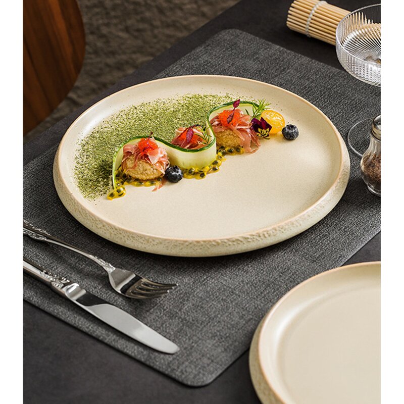 Ceramic Dinner Plate Set Manufacturer - Restaurant Rock Stone Design Flat Plates and Dishes