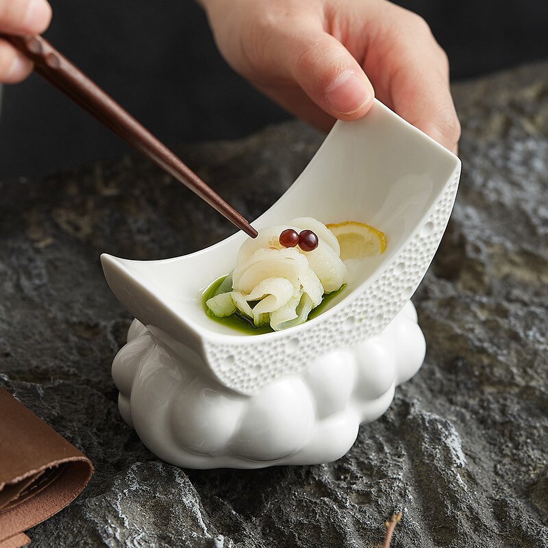 Ceramic Serving Tray Manufacturer - Unique Moon for Pasta Fruit Salad Sushi Snacks Sweet Dessert Dinner Plates Restaurant Party