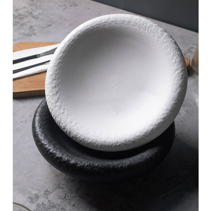 Ceramic Dinner Plate Manufacturer - Unique Black Frosted Thick Minimalist Matte Deep Soup for Restaurant