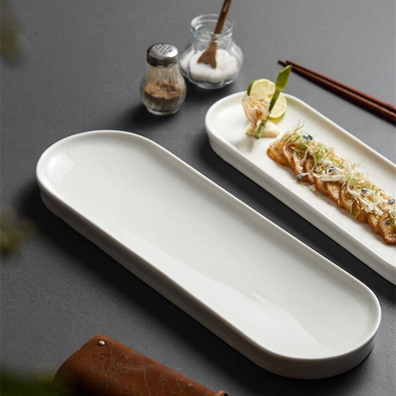 Ceramic Sushi Plate Manufacturer - Rectangle Eco-Friendly Dish Serving Tray Show Platter for Restaurant Dinnerware