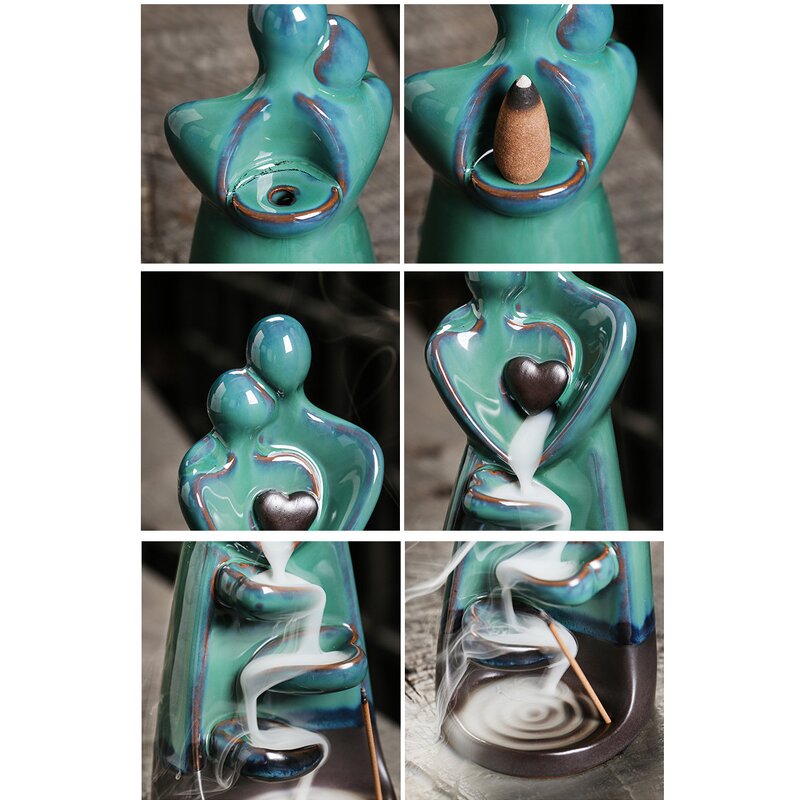 Backflow Incense Burner Manufacturer - Handicraft Hugging Lovers Holder Censer Romantic Waterfall
