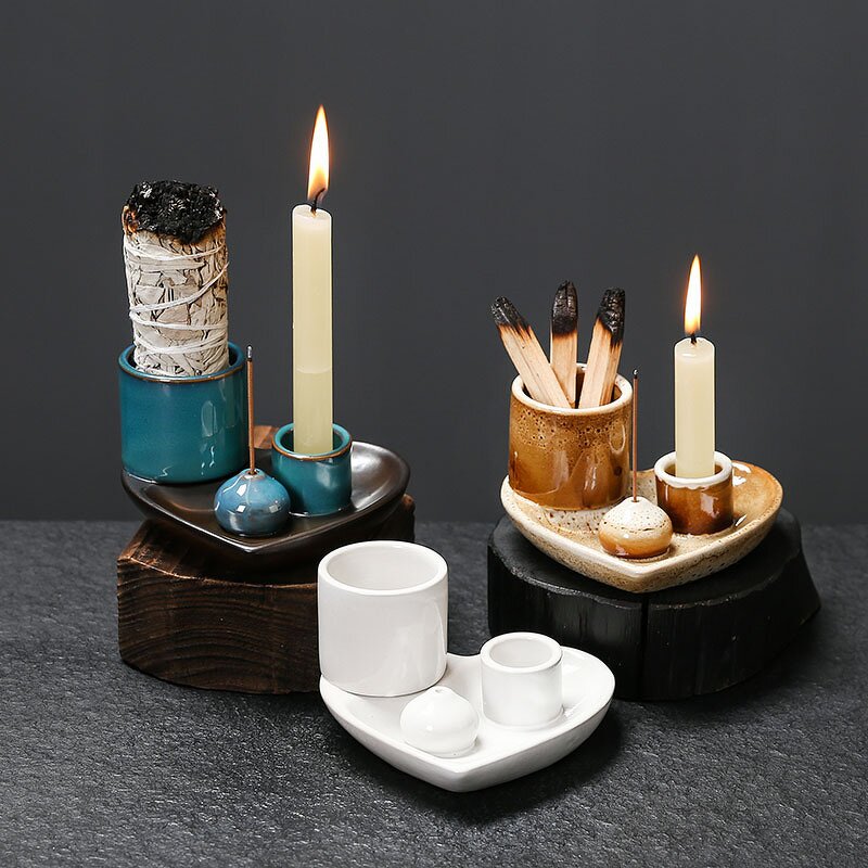 Ceramic Sage Holder Manufacturer - Heart Shape Smudging Tray for Palo Santo White Sage Holy Wood Incense
