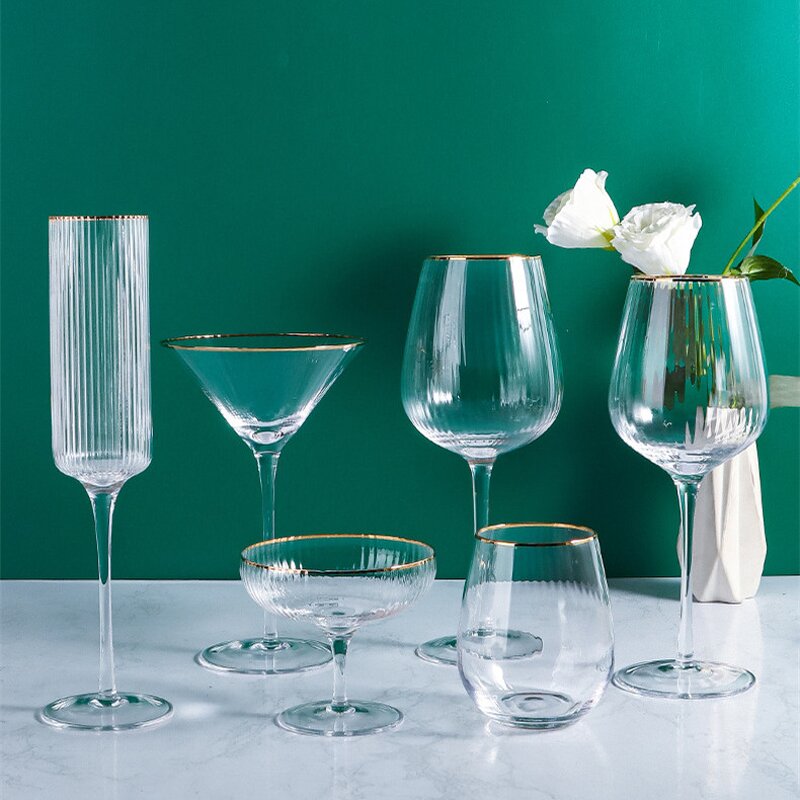 Glass Cup Manufacturer - Vintage Ribbed Unique Dessert Ice Cream for Cocktail Wine Champagne