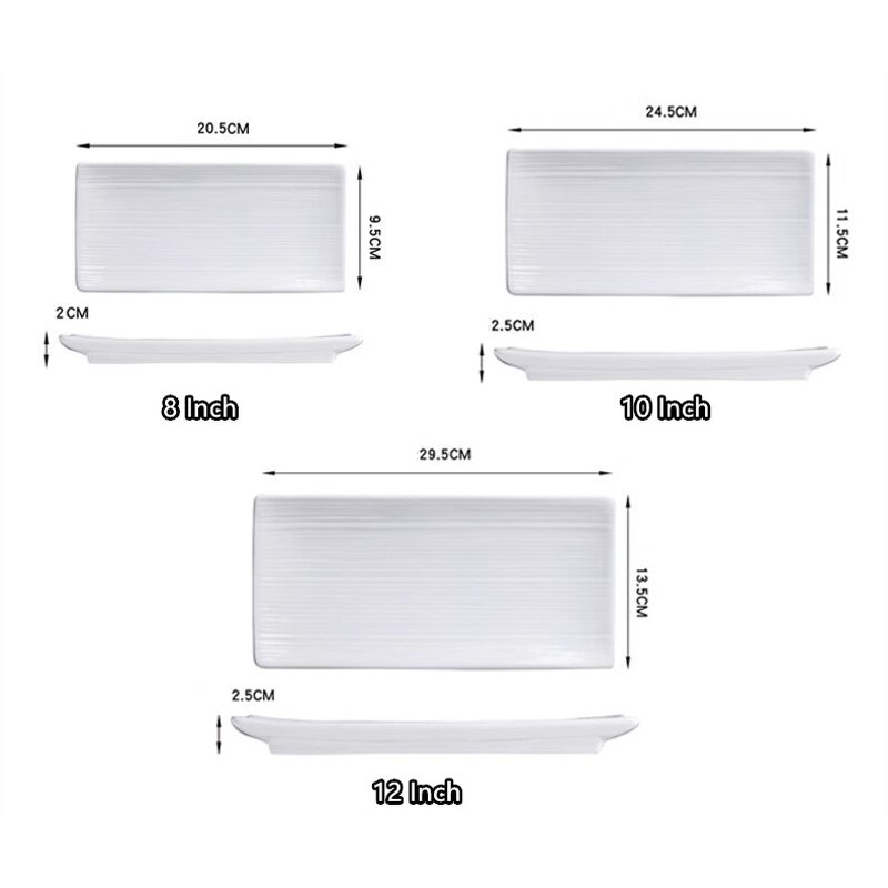 Porcelain Dinnerware Set Manufacturer - White Long Rectangle Salmon Sushi Ceramic for Restaurant