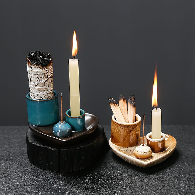 Ceramic Sage Holder Manufacturer - Heart Shape Smudging Tray for Palo Santo White Sage Holy Wood Incense