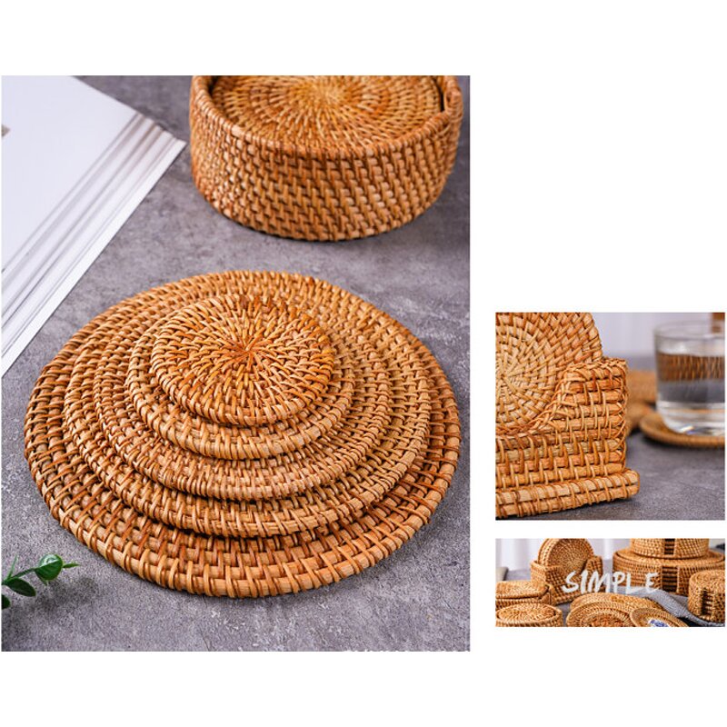 Rattan Placemat Manufacturer - Handmade Artisan Round for Hot Pots and Pans Drink Coasters Dining Table