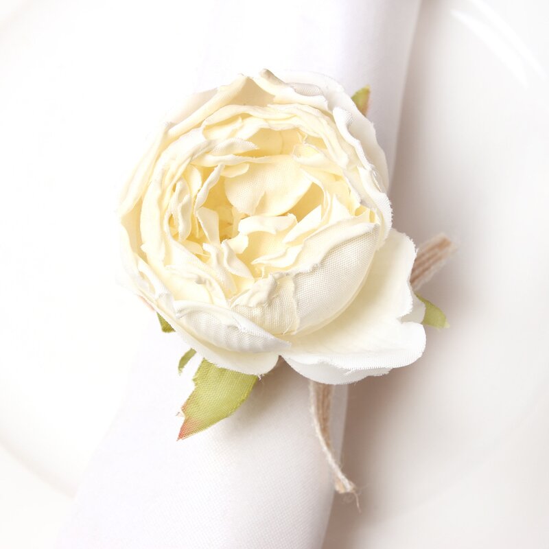 Napkin Ring Manufacturer - Valentine's Day Simulation Flower Sweet Pink Rose for Hotel Party Dinner Table Decoration