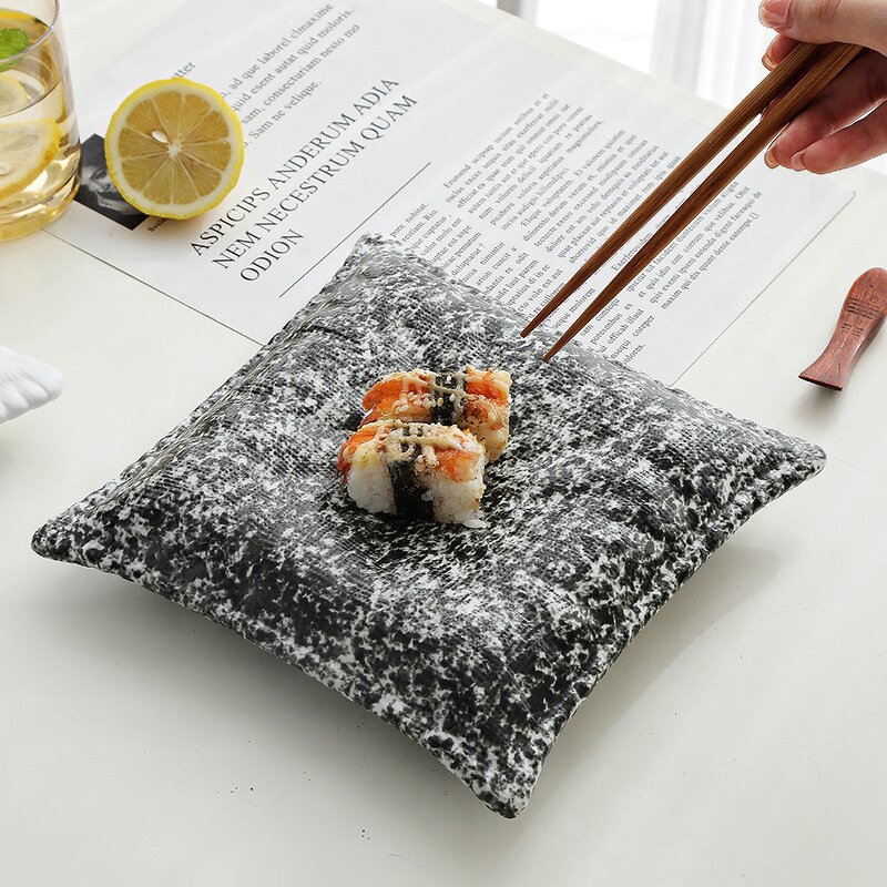 Ceramic Serving Plate Manufacturer - Unique Pillow Shaped Sushi Pasta Dessert Salad Cold Dishes for Restaurant Party