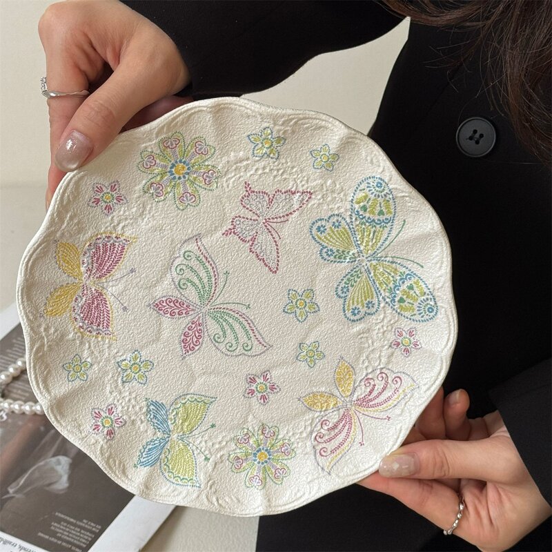 Ceramic Dinnerware Set Manufacturer - Vintage Butterfly Lace Embossed Porcelain Plate Cup Saucer