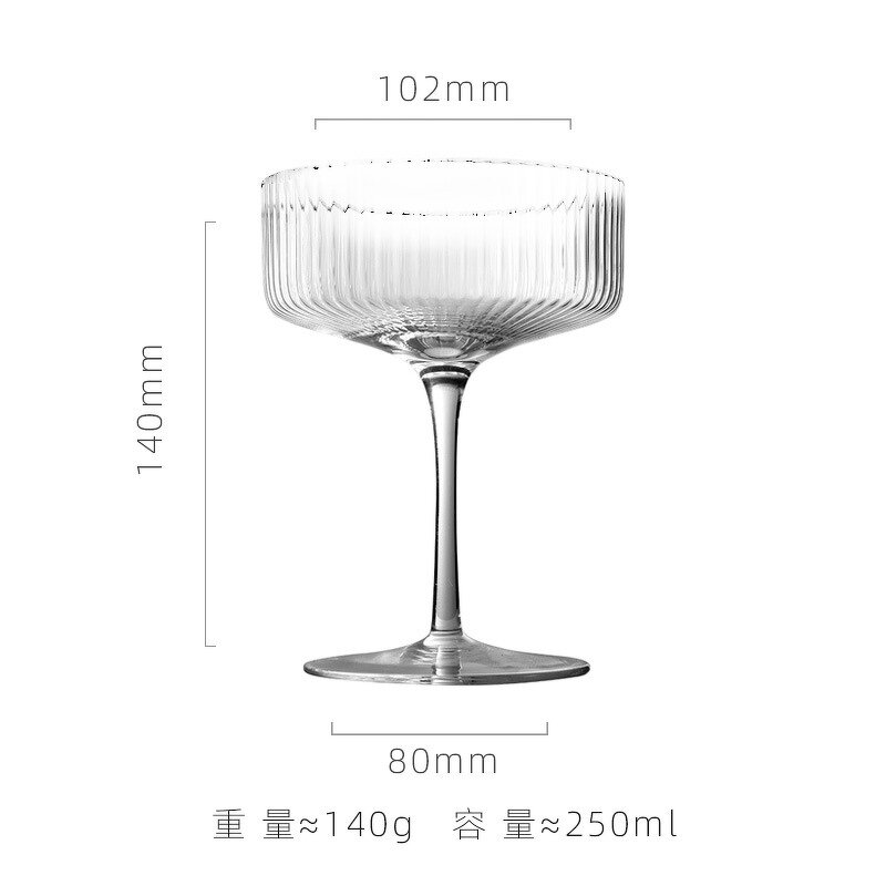 Glass Cup Manufacturer - Vintage Ribbed Unique Dessert Ice Cream for Cocktail Wine Champagne
