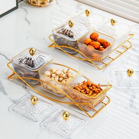 Fruit Plate Manufacturer - Luxury Snack Tray Living Room Dried Fruit Home Snack Nut Storage Box for Wedding Event Restaurant