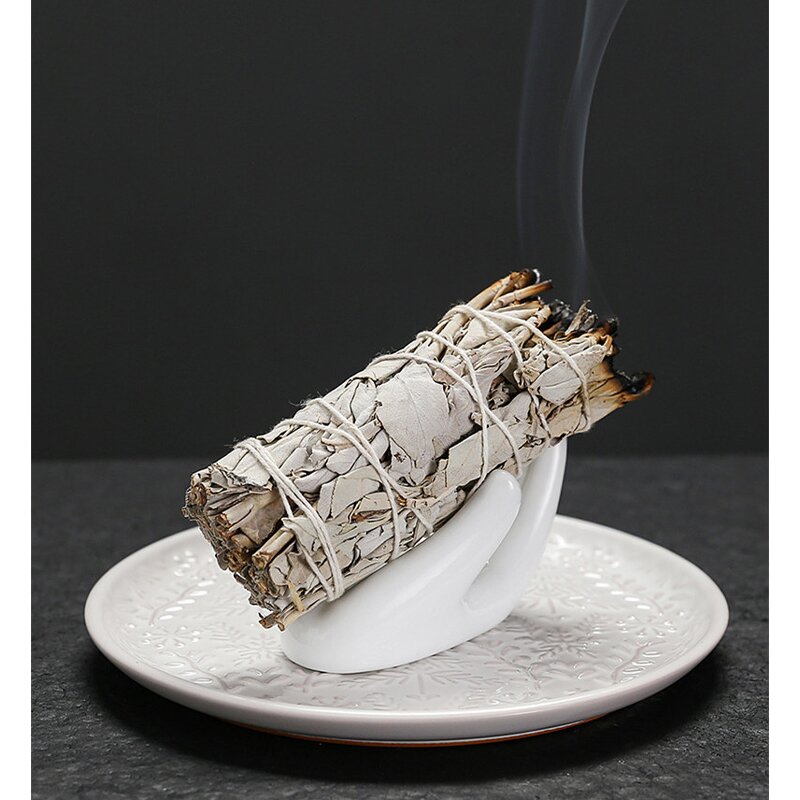 Ceramic Jewelry Tray Manufacturer - White Hand Shape Disc Sage Peruvian Wood Holy Wood Incense for Home Decorations
