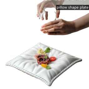 Ceramic Serving Plate Manufacturer - Unique Pillow Shaped Sushi Pasta Dessert Salad Cold Dishes for Restaurant Party