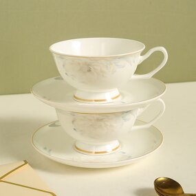 Bone China Tea Cup Set Manufacturer - Elegant Frola British-Style White Porcelain Goldrim Coffee Cup Saucer Gift