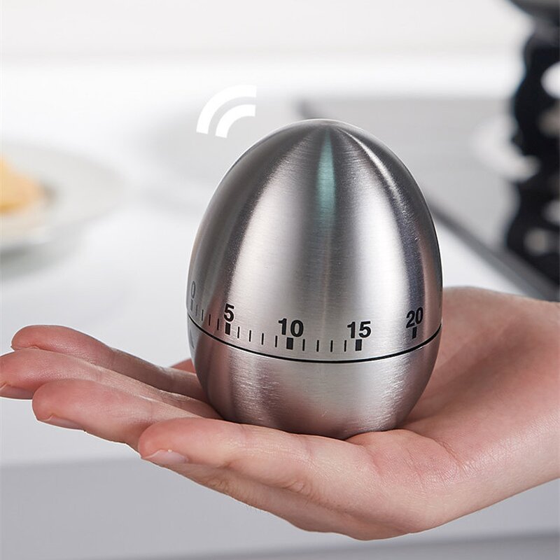 Kitchen Timer Manufacturer - Stainless Steel Egg Manual Mechanical Rotating Alarm 60 Minutes Count Down for Cooking