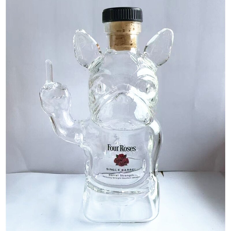 Wine Decanter Manufacturer - Funny French Bulldog Animal Dog Shape Glass Bottle with Cork