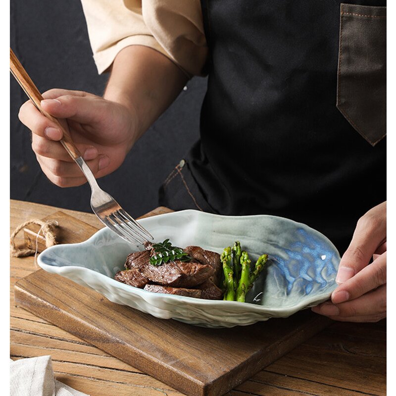 Porcelain Bowl Manufacturer - Kiln Change Irregular Shell Unique Crockery Oysters Shape Ceramic Serving Plate