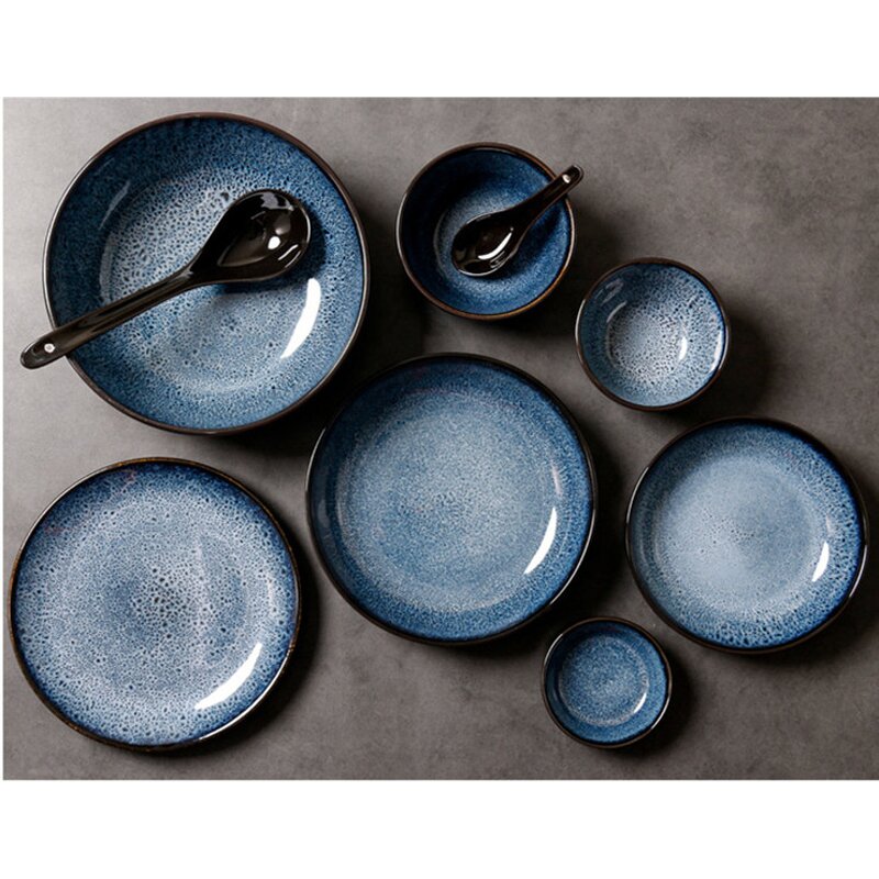 Porcelain Plates Manufacturer - Unique Reactive Glaze Blue Kiln Changed Soup Salad Bowl for Home Restaurant
