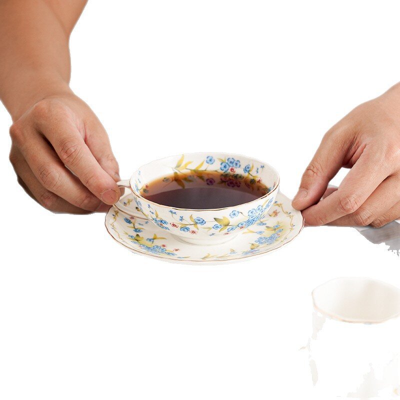 Coffee Cup Set Manufacturer - High Eco-Friendly Porcelain Modern Garden Design 250ml with Flowers Pattern for Afternoon Tea