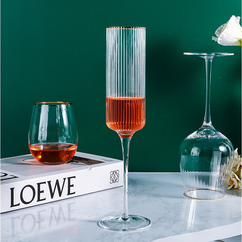 Glass Cup Manufacturer - Vintage Ribbed Unique Dessert Ice Cream for Cocktail Wine Champagne