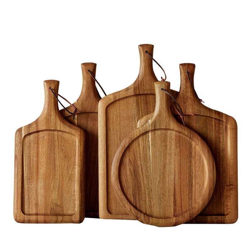Wood Steak Plate Manufacturer - Luxury Acacia with Handle Solid Sustainable BBQ Food Serving Tray Elegant Dinner Dish for Home Restaurant