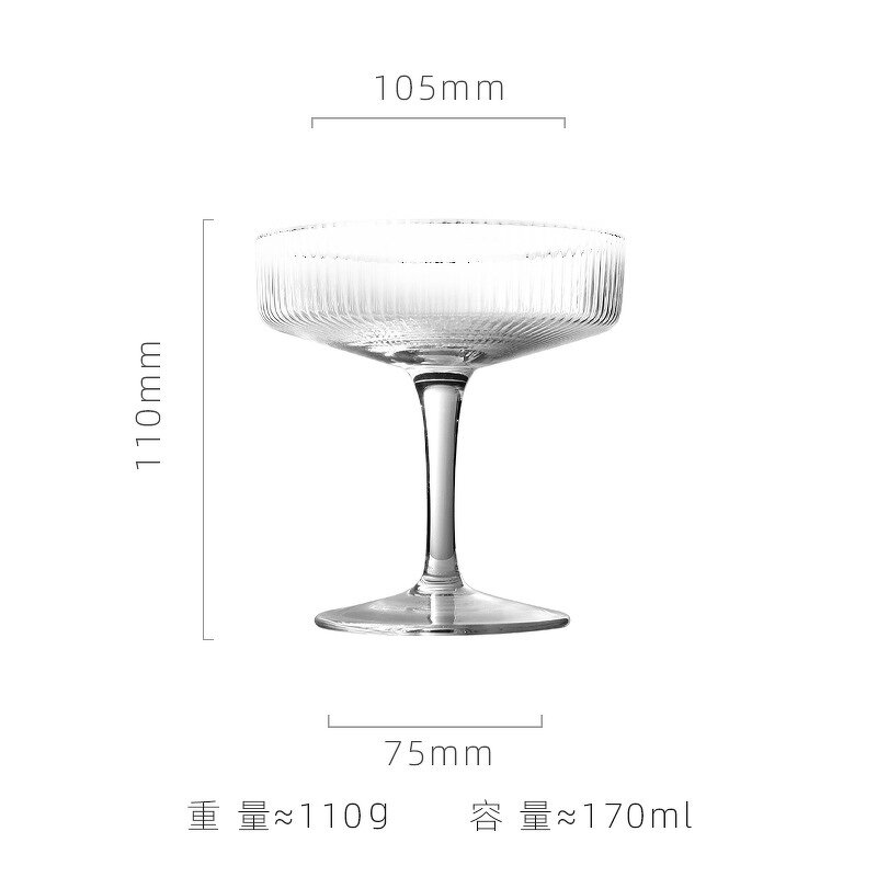Glass Cup Manufacturer - Vintage Ribbed Unique Dessert Ice Cream for Cocktail Wine Champagne
