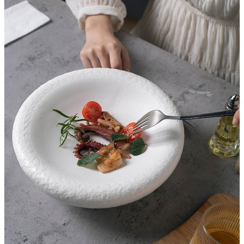 Ceramic Dinner Plate Manufacturer - Unique Black Frosted Thick Minimalist Matte Deep Soup for Restaurant