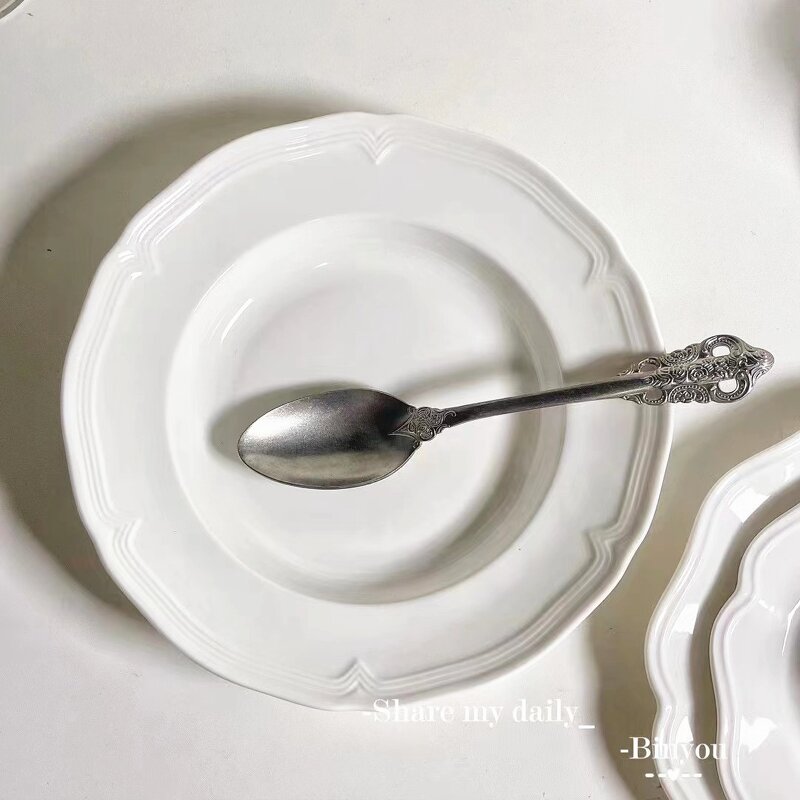 Ceramic Dinnerware Set Manufacturer - Vintage Embossed White Romantic Lace Wedding Plates Bowls and Dishes