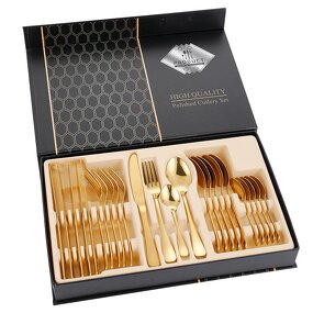 Flatware Set Manufacturer - 24 Piece Service for 6 People High Grade 18/10 Mirror Polished Gift