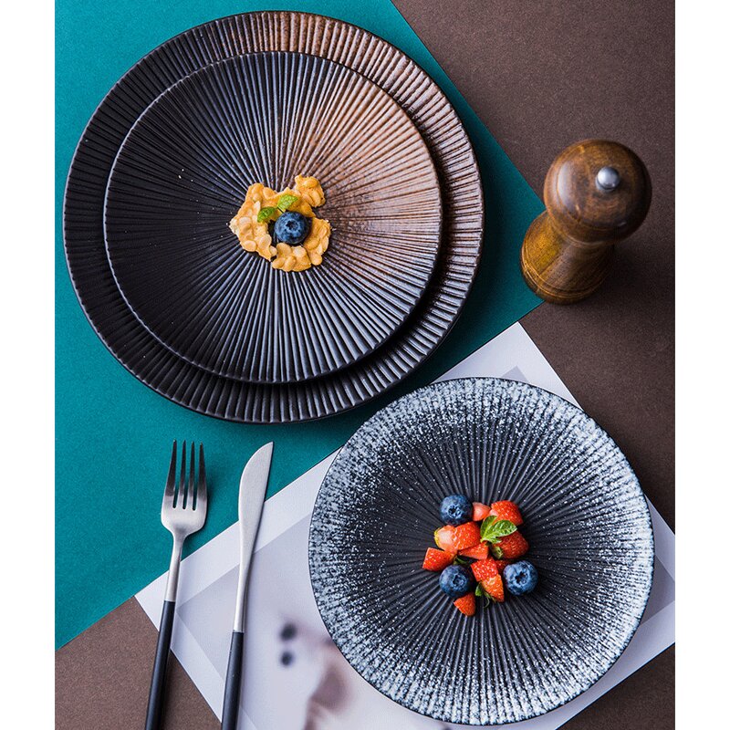 Porcelain Serving Platter Manufacturer - Contemporary Style Eco-Friendly Matte Steak Black for Restaurant