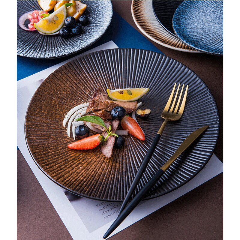 Porcelain Serving Platter Manufacturer - Contemporary Style Eco-Friendly Matte Steak Black for Restaurant
