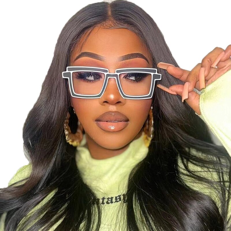 Glasses Manufacturer - Fluorescence Green Fashion Square TR90 Photochromic Blue Light Filter Designer Comic Eyeglasses Frames