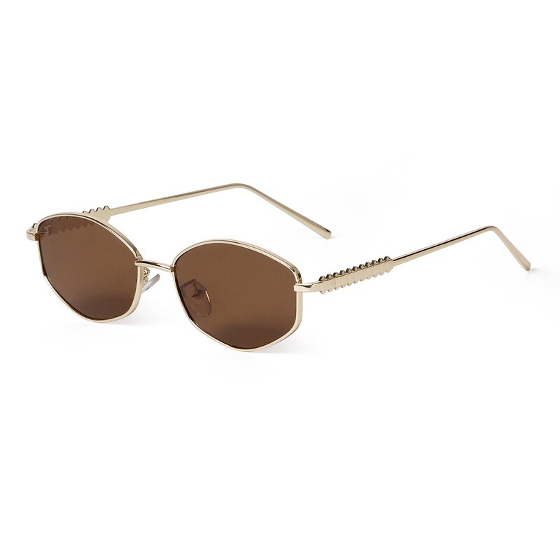 Sunglasses Manufacturer - Fashion Elegance Cat Eye for Women Classic Versatile Metal Gold Frame Tea Lens Hot Sales Shades