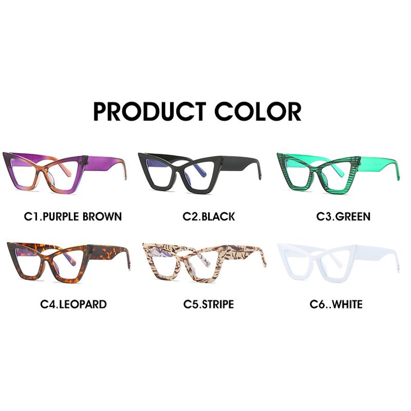 Glasses Manufacturer - Vintage Fashion Big Frame Eyewear for Women Modern Tortoiseshell Optical Designer Cat Eye Blue Light Blocking