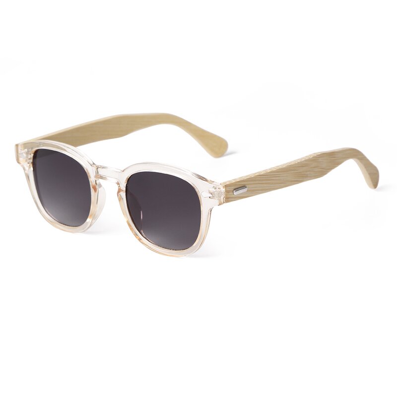 Sunglasses Manufacturer - Retro Round Wood Tortoiseshell Frame Vintage Unisex Gradient Rivet Bamboo