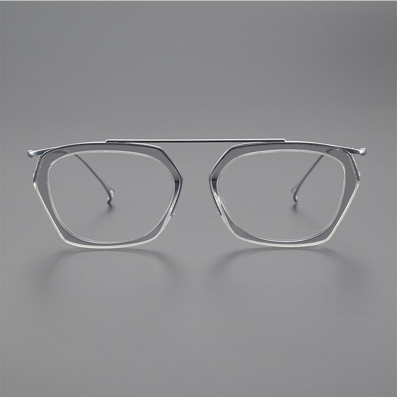 Glasses Manufacturer - New Women Men Silver Optical Glass Frames Fashionable Metal Polygon Eye Glass for Women Colorful Stylish