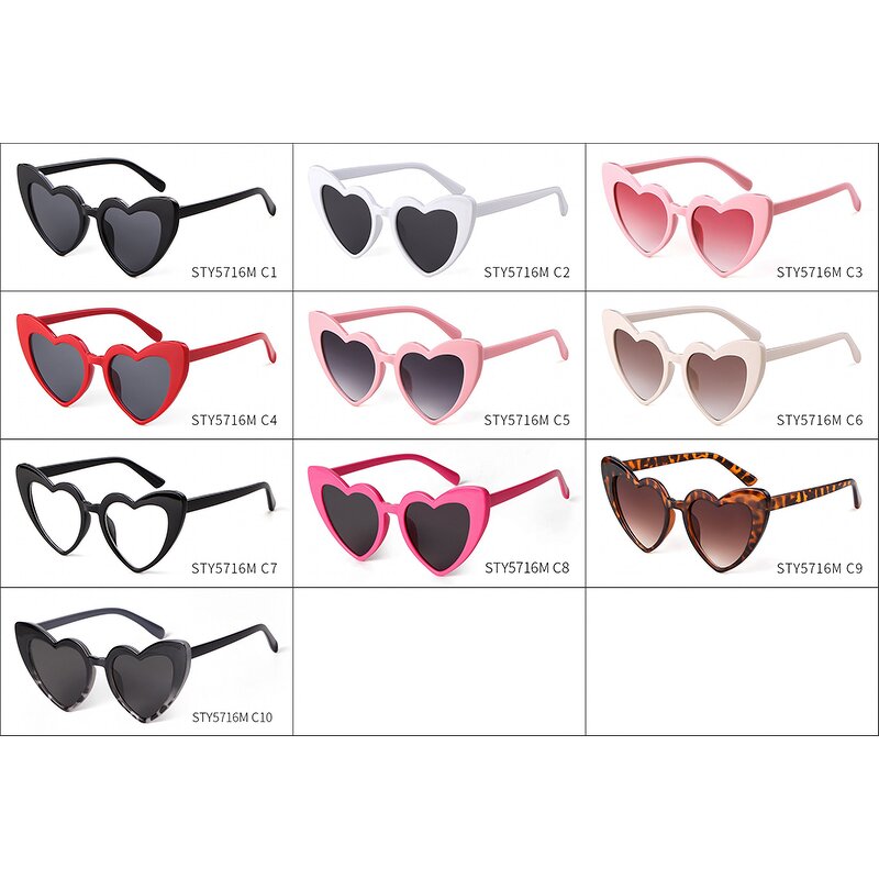 Sunglasses Manufacturer - Wholesale High Quality Custom Logo Love Shape Party Colorful for Women Pink White Heart