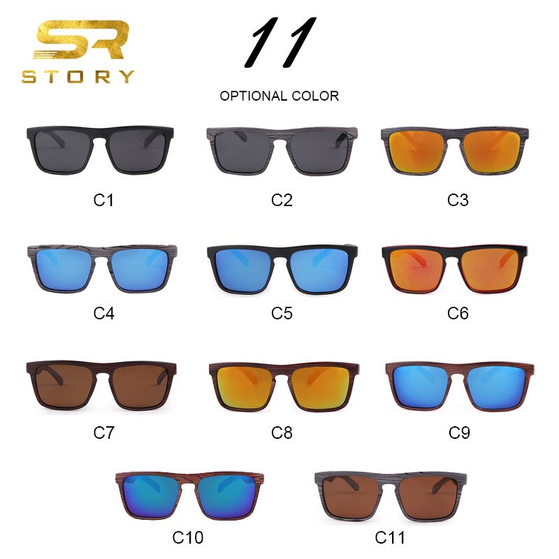 Sunglasses Manufacturer - 2024 High Quality Polarized Square for Men Brand Design Wood Grain Frame Outdoor Sport with Case OEM