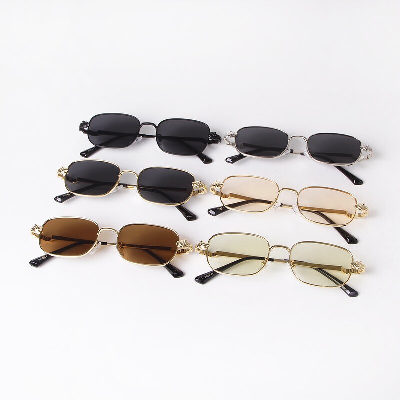 Sunglasses Manufacturer - Modern Retro Rectangle Shade Trend Metal Frame for Women Men Sunblock Street Shot Vintage Colors