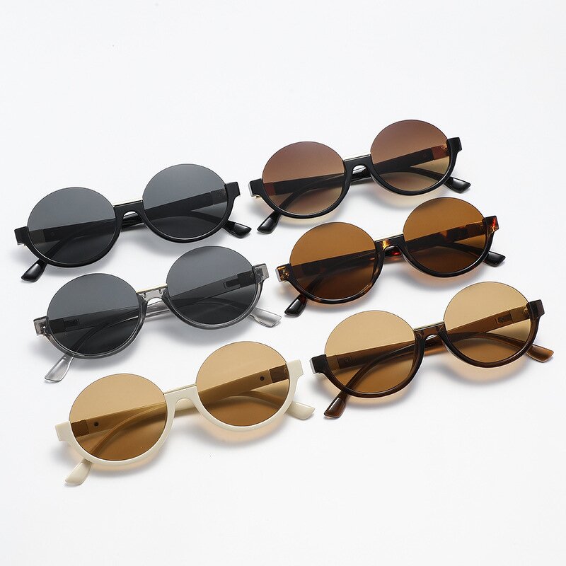 Sunglasses Manufacturer - Popular New Arrivals Round Metal Irregular Half Frame Irregular Oval for Woman Colorful Lens Shades