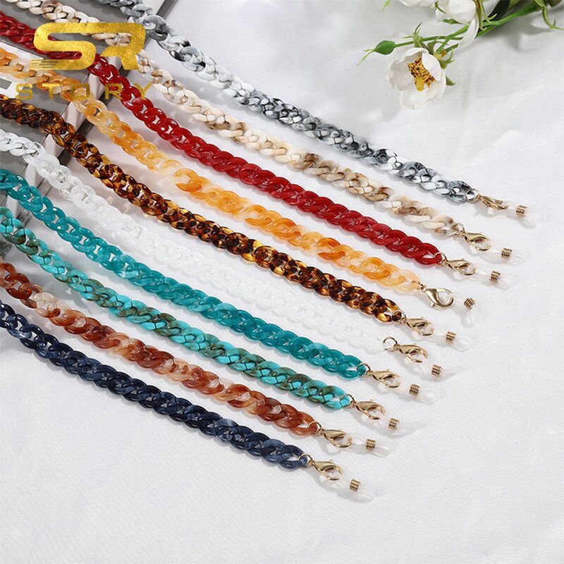 Glasses Chain Manufacturer - Fashion Leopard Marble Acrylic Crystal Vintage Transparent Masking Lanyard Colorful Eyewear Necklace