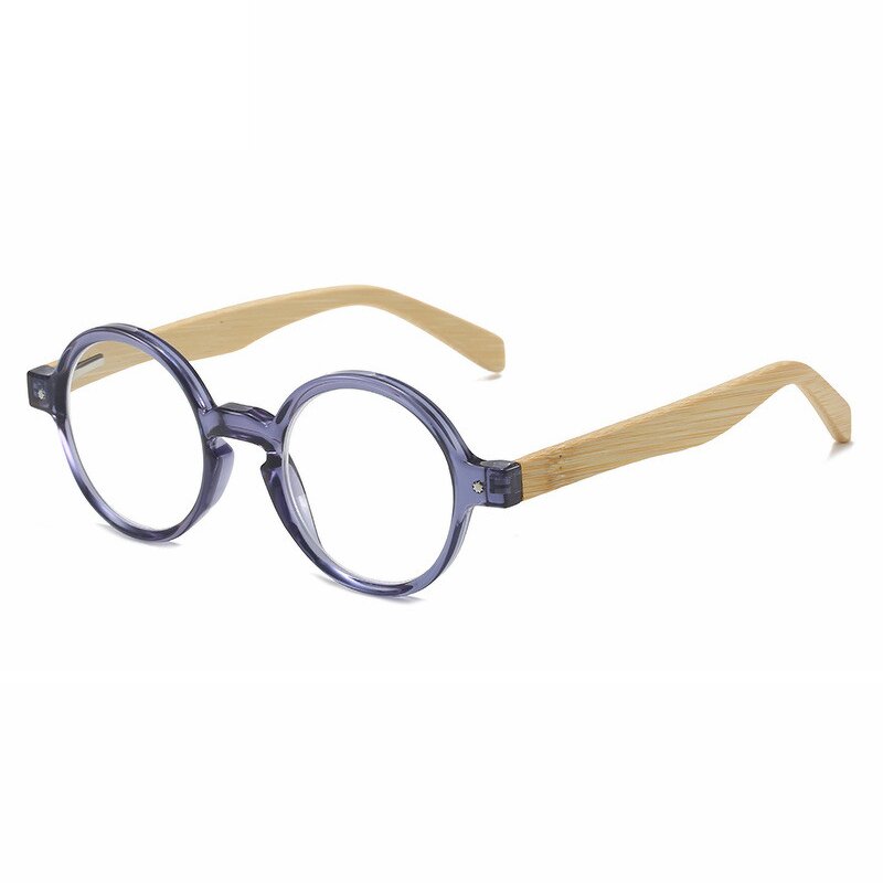 Glasses Manufacturer - Vintage Small Round Frame Reading Spring Hinge Bamboo Legs Anti-blue Light Eyewear