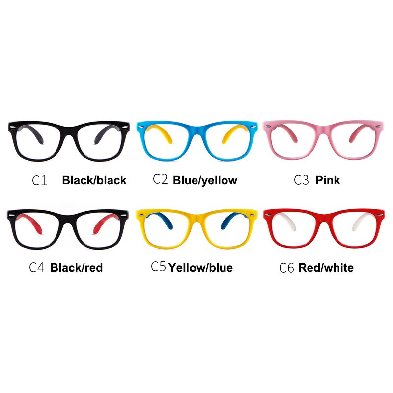 Glasses Manufacturer - Children's Square Optical Kid's Silicone Blue Light Blocking Eyeglasses Frame Anti-radiation Computer