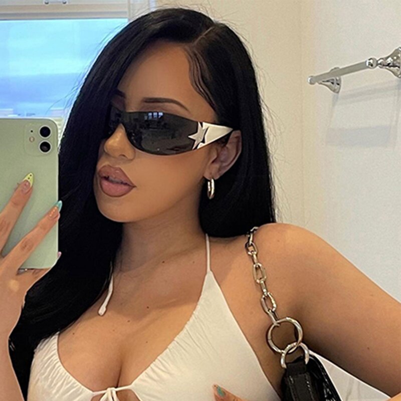 Sunglasses Manufacturer - Y2K Rimless Stars for Women Luxury Brand Designer Wrap Trendy Futuristic Oversized for Men
